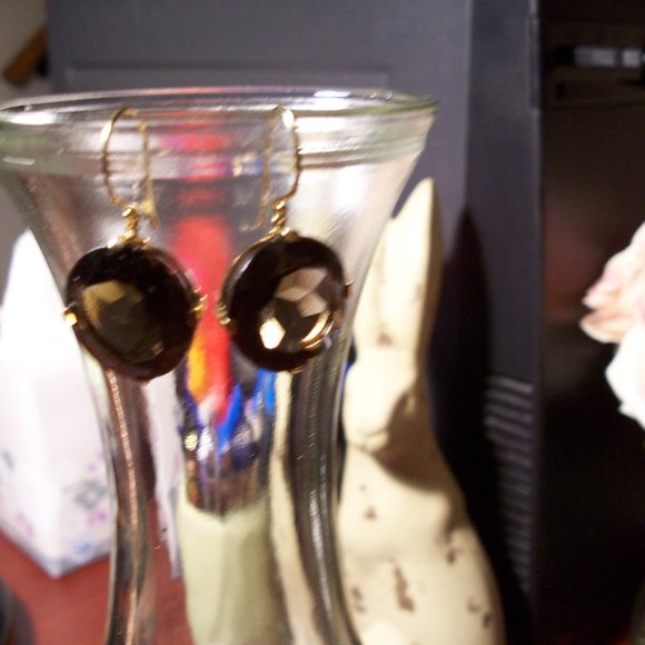 14K Smoky Quartz Earrings - Picture 2 of 9